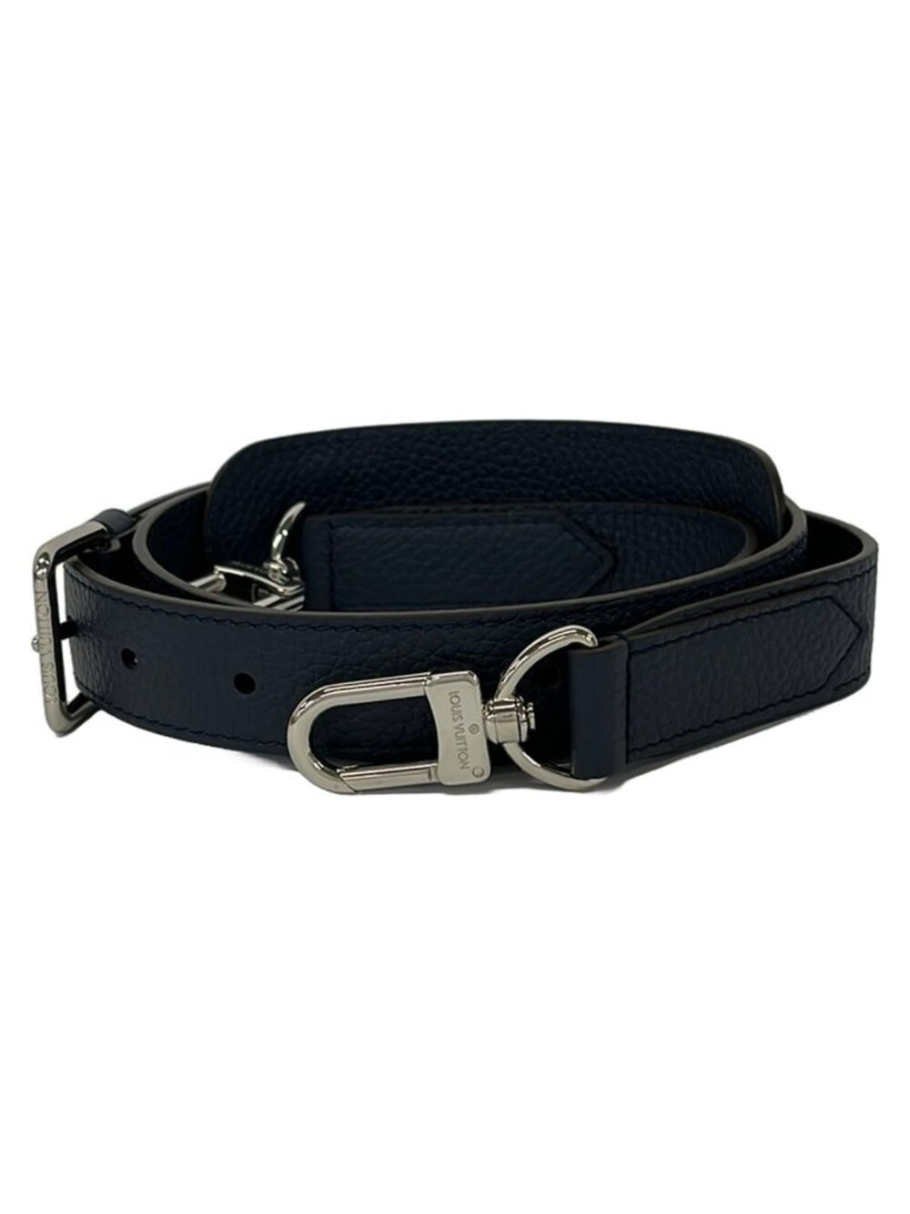 Louis Vuitton Shoulder Strap Navy Silver Leather